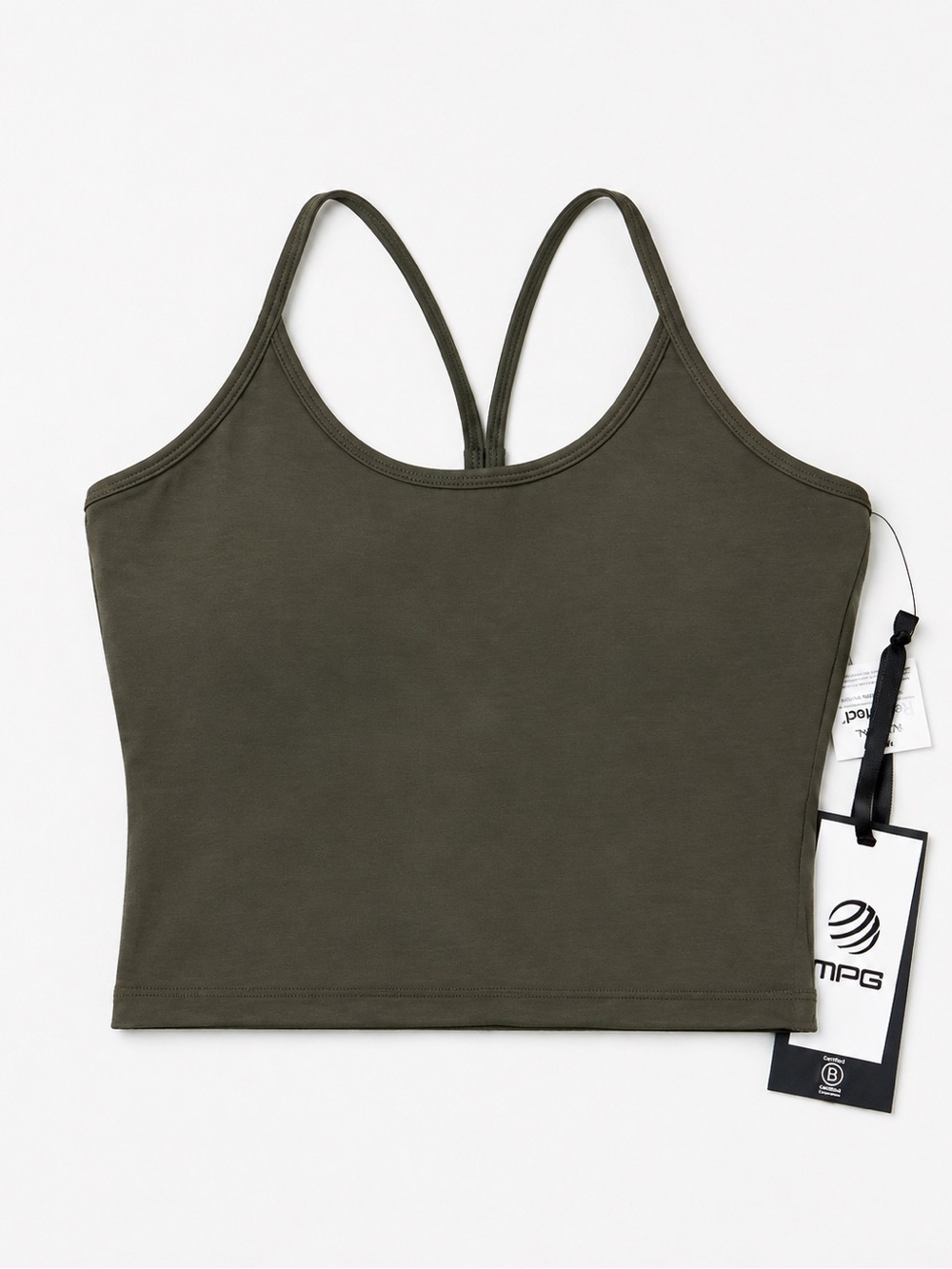 MPG Olive Strappy Crop Tank